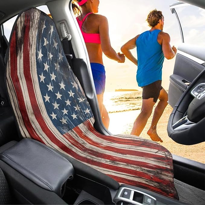USA Flag Waterproof Towel Car Seat Cover Anti-Slip Bucket Seat Protector Washable Car Accessories Decro Universal Seat Cover for Car