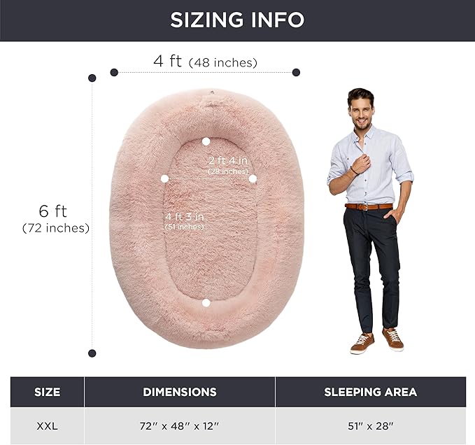 Bedsure Memory Foam Human Dog Bed 72"x48"x12" Calming