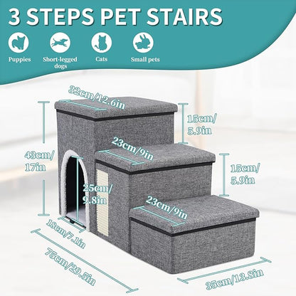 Dog Stairs for Small Medium Dogs and Cats 180LBS,Gray