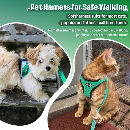 Supet Cat Harness and Leash Set for Walking and Small Dog Soft Mesh Harness Adjustable Vest with Reflective Strap Comfort Fit for Pet Kitten Puppy Rabbit