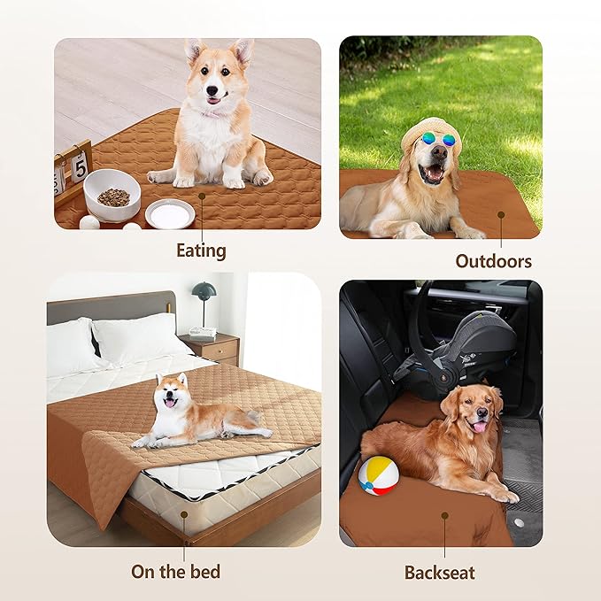 gogobunny 100% Double-Sided Waterproof Dog Bed Cover Pet Blanket Sofa Couch Furniture Protector for Puppy Large Dog Cat, Reversible (32x53 Inch (Pack of 1), Dark Pumpkin/Light Pumpkin)