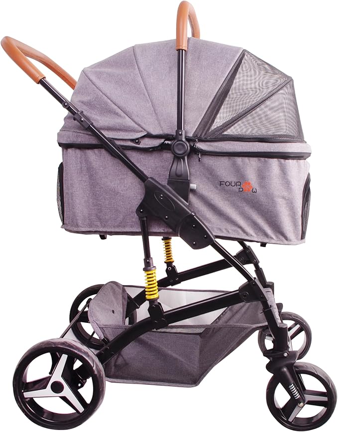 Pet Stroller Up to 55lbs Folding Lightweight Dog Stroller Cat Travel Stroller 600D Linen 360° cardan 3-in-1 Jogger