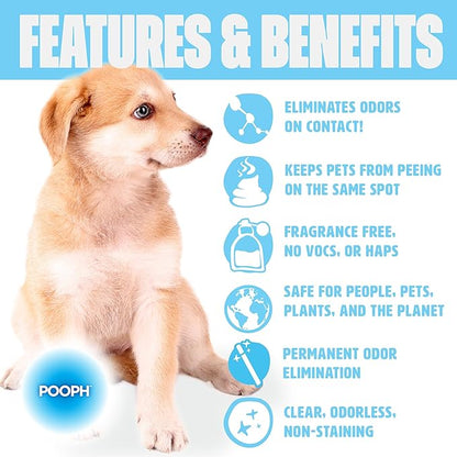 Pooph Pet Odor Eliminator, 32oz Spray - Dismantles Odors on a Molecular Basis, Dogs, Cats, Freshener, Urine, Poop, Pee, Deodorizer, Natures, Puppy, Fresh, Clean, Furniture, Potty, Safe