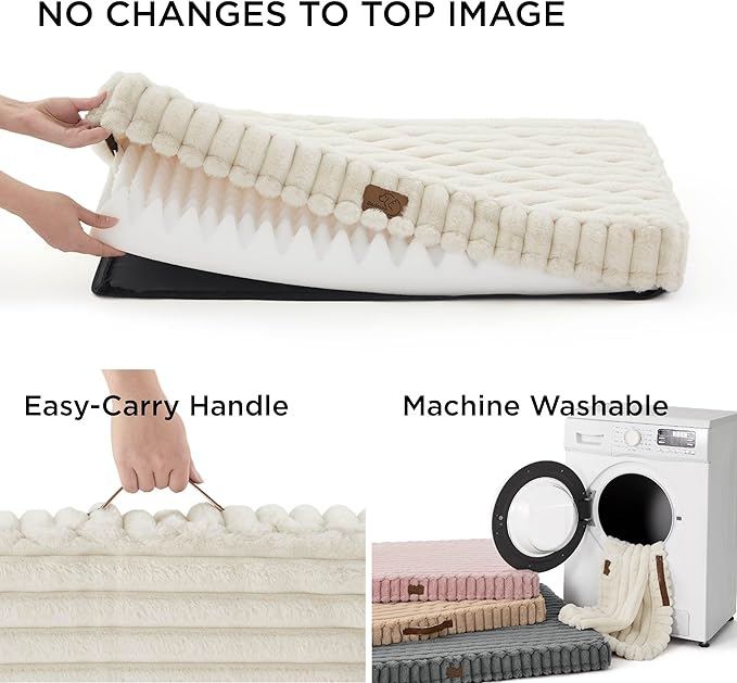 Bedsure Orthopedic Dog Bed for Large Dogs (44x32, Cream)