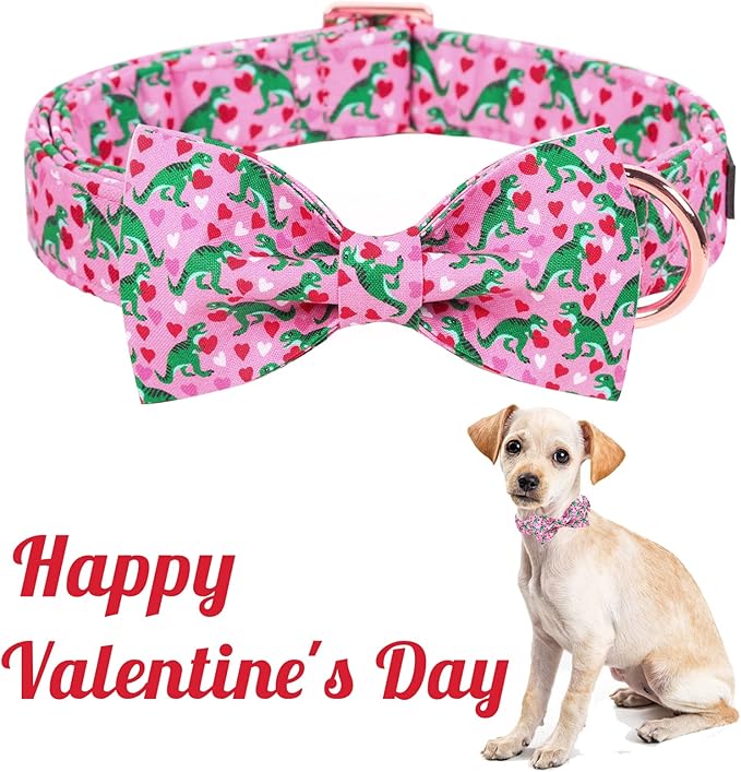 Unique style paws Dog Collar with Bowtie Pink