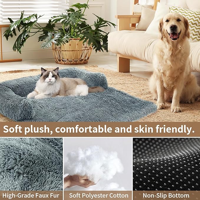 Calming Dog Couch Bed for Large Dogs 47.2 x 35.4 x 7.9 Inches