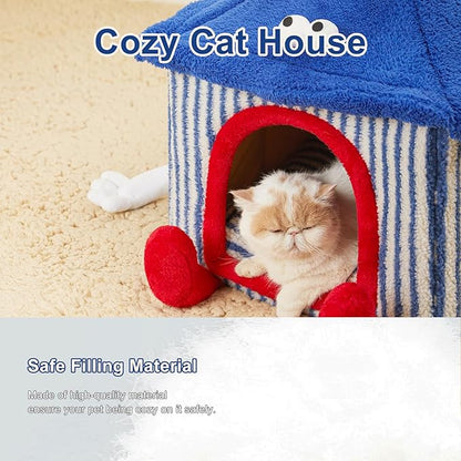 Jiupety Cat Houses for Indoor Cats (17"x17"x19.5") Up 15lbs Cat 8lbs Dog,