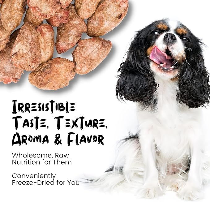 Freeze Dried Dog Treats, Chicken Hearts for Cats and Dogs - 1LB Big Bag Single Ingredient All Natural Grain-Free, High Protein, Made in USA - Perfect for Training, Topper or Snack