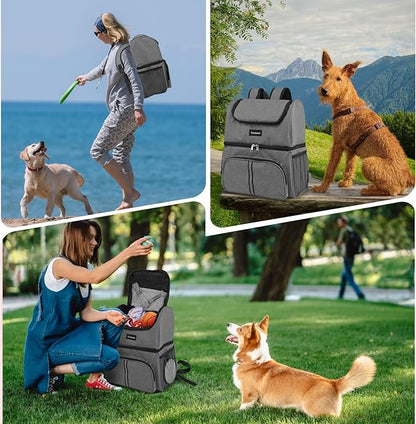 Dog Bags For Traveling Dog Diaper Bag Airline Approved Dog Food Travel Bag with 2 Food Storage Containers Bag Pet Camping Essentials Hiking Accessories Dog Mom Gift Gray