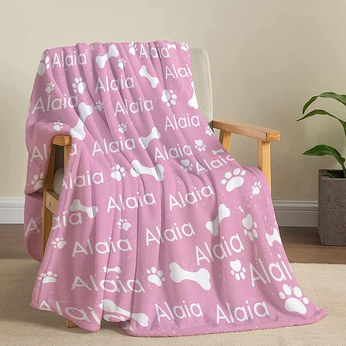 Personalized Dog Blankets Dog Paw Print Blanket Puppy Blanket 50"x40" for
