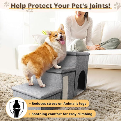 Dog Stairs for Small Dogs 16.5"H Dog 3-Step Pet