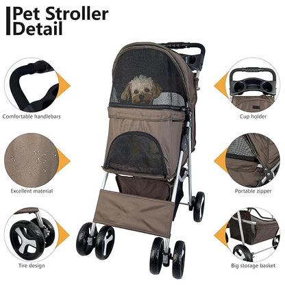 Small Dog Stroller 33lbs (Coffee)