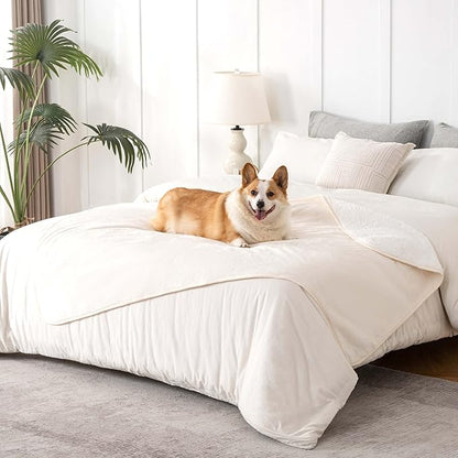 PETHUR Waterproof Dog Blankets for Large Dogs 40"x60", Beige