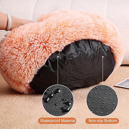 Aurako Cat Bed Dog Bed Round Cushion Pet 23" Orange