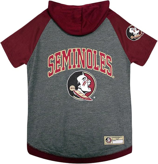 NCAA Florida State Sun Seminoles Hoodie for Dogs & Cats, Medium Collegiate Licensed Dog Hoody Tee Shirt. Sports Hoody T-Shirt for Pets. College Sporty Dog Hoodie Shirt.