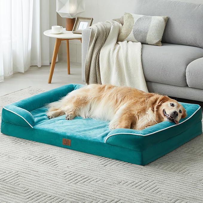 WNPETHOME Waterproof Dog Beds for Extra Large Dogs, Orthopedic XLarge Dog Bed with Sides, Big Dog Couch Bed with Washable Removable Cover, Pet Bed Sofa with Non-Slip Foam for Sleeping Green