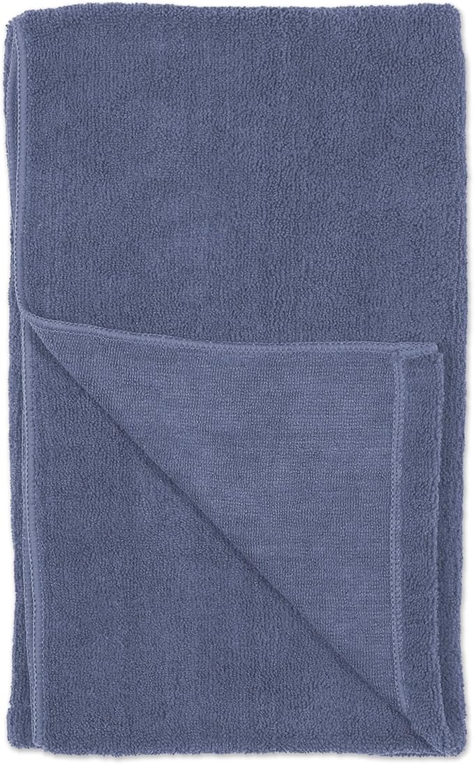 Bone Dry Pet Grooming Towel Collection Absorbent Microfiber X-Large, 41x23.5", Embroidered Stonewash Blue