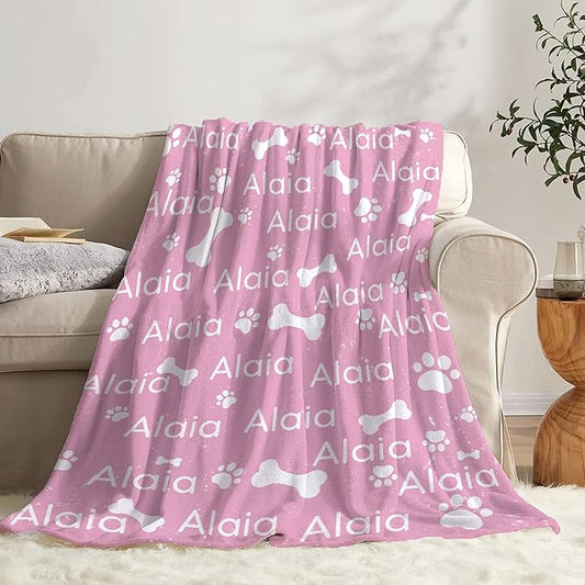 Personalized Dog Blankets Dog Paw Print Blanket Puppy Blanket 40"x30" for