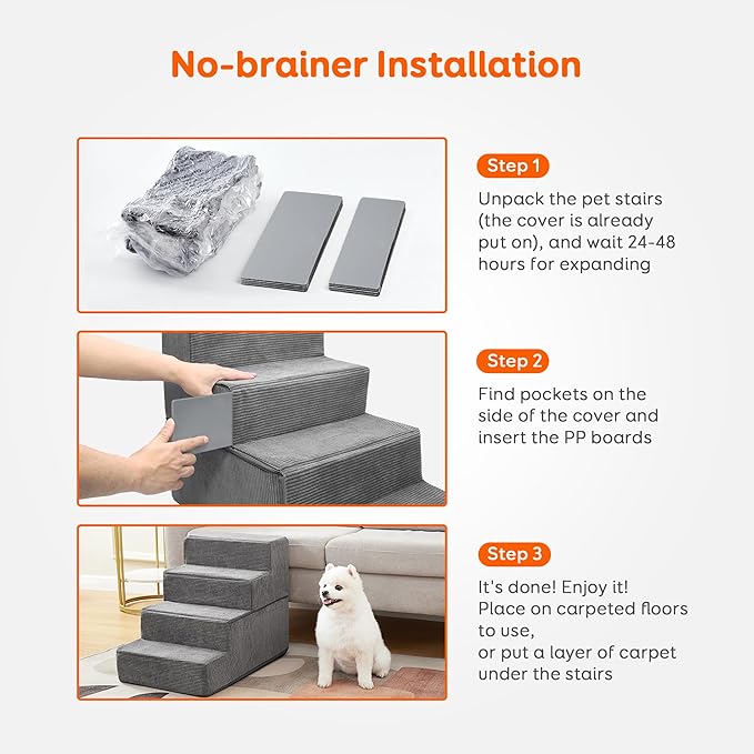 Dog Stairs & Steps for Small Dogs Cats 4-Step (18''