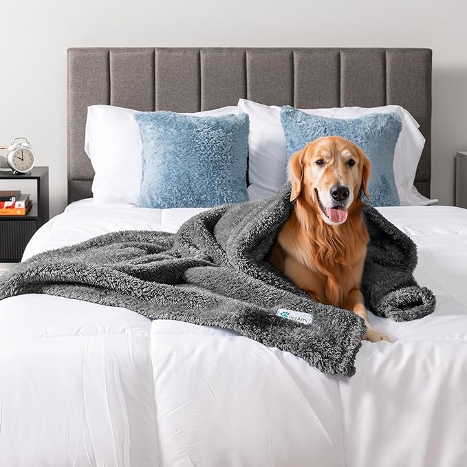 PetAmi Dog Blanket for Large Medium Dogs Grey 40x60