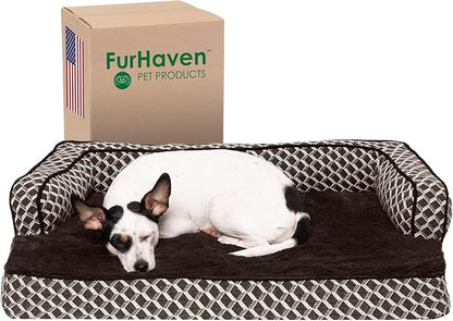 Furhaven Orthopedic Dog Bed for Medium/Small Dogs w/ Removable Bolsters & Washable Cover 35 lbs
