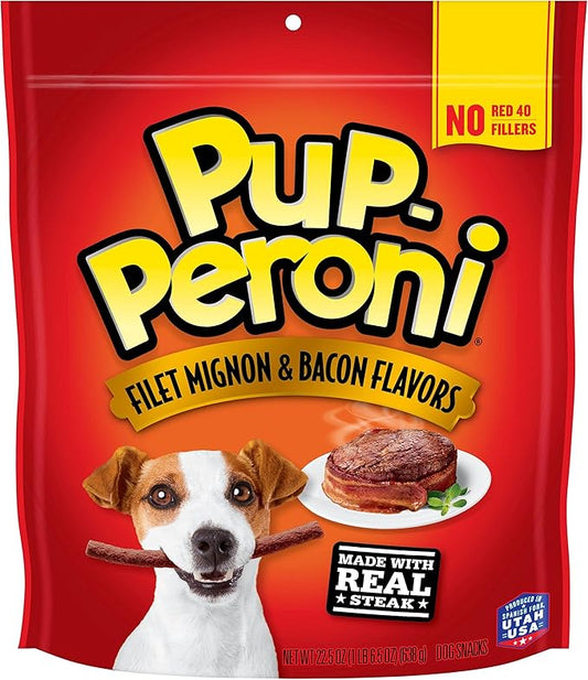 Pup-Peroni Dog Treats, Filet Mignon & Bacon Flavors, 22.5 Ounce, Made with Real Steak