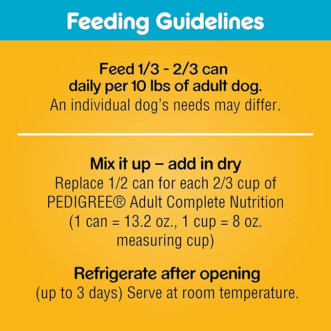 PEDIGREE CHOPPED GROUND DINNER Adult Canned Soft Wet Dog Food, T-Bone Steak Flavor, 13.2 oz. Cans (Pack of 12)