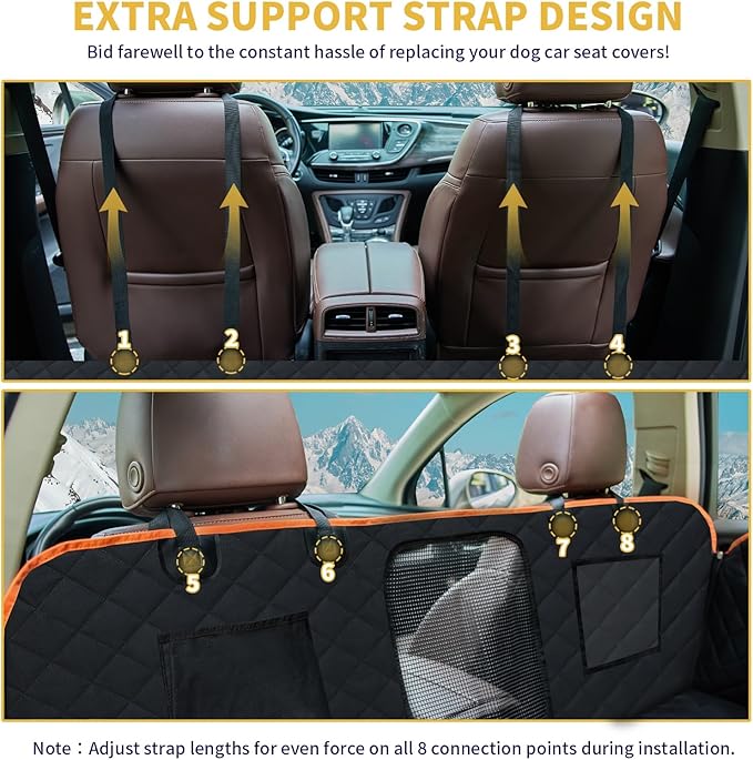Back Seat Extender for Dogs with Hard Bottom Car Seat Cover-Dual Support Straps 300lbs
