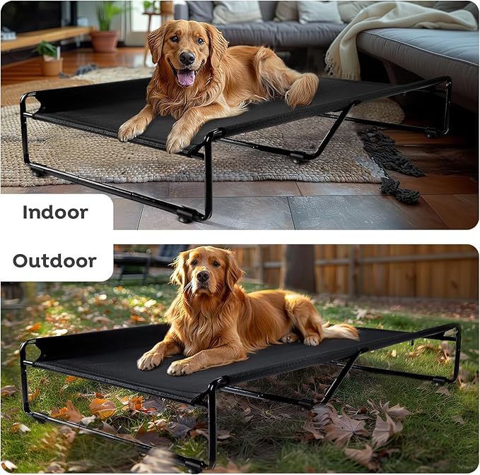 Veehoo Large Elevated Dog Bed with Flannel Dog Blanket CWC2201B