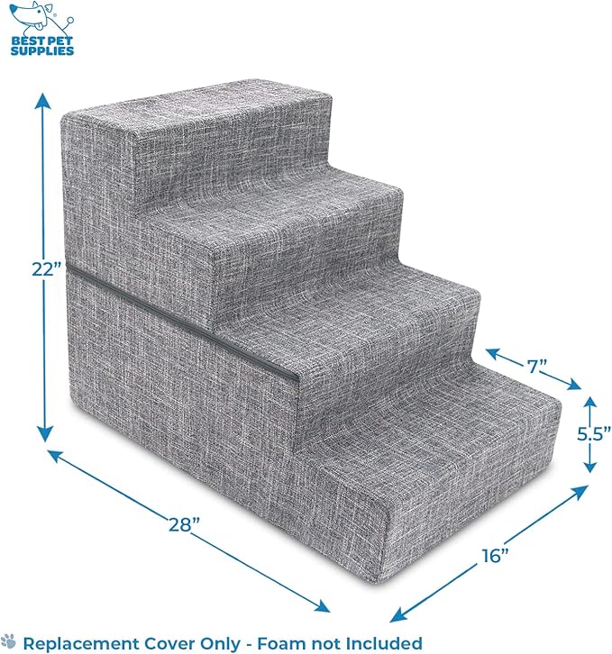 Best Pet Supplies Foldable Pet Stairs Cover for Foam Dog Ramps 4-Step