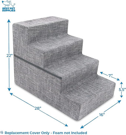 Best Pet Supplies Foldable Pet Stairs Cover for Foam Dog Ramps 4-Step