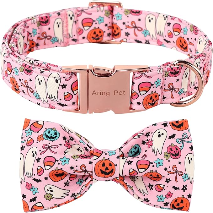 ARING PET Halloween Dog Collar-Cute Pink Dog Collar with Bow