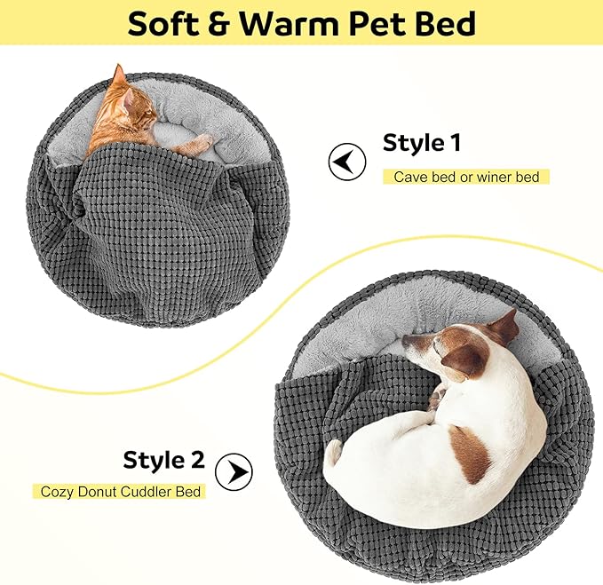 SIWA MARY Small Dog Bed with Attached Blanket 23inch