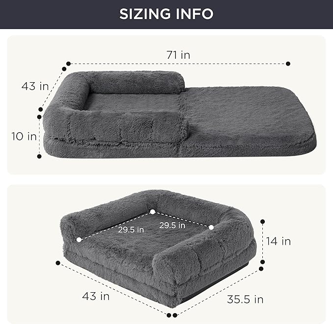 Bedsure Foldable Human Dog Bed for People Adults 2 in 1 Calming