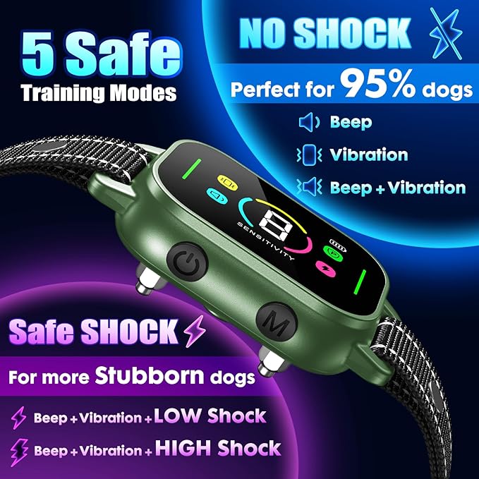 NHUJK Bark Collar- Smart Dog Bark Collar for Small Medium Large Dogs 8 Adjustable