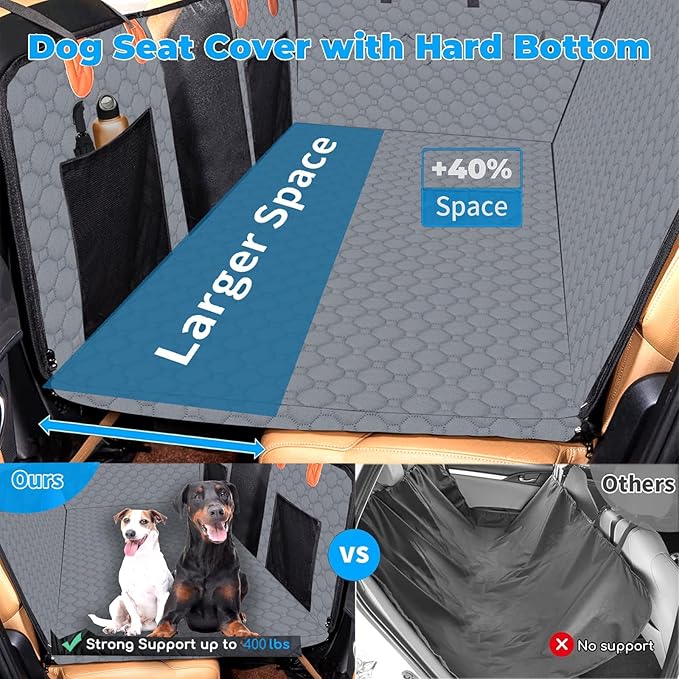 Gerrit Backseat Extender for Dogs Hard Bottom Car Seat Cover for Dogs Pet Cruiser Waterproof & Easy to Clean Dog Car Seat Cover for Back Seat Scratch Resistant for Cars Trucks SUVs