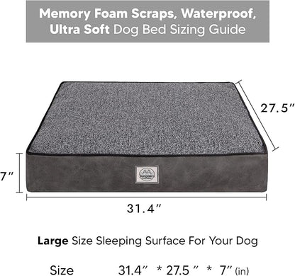 Memory Foam Dog Bed for Large Dogs- Waterproof Dog Bed Mat with Removable Washable Cover