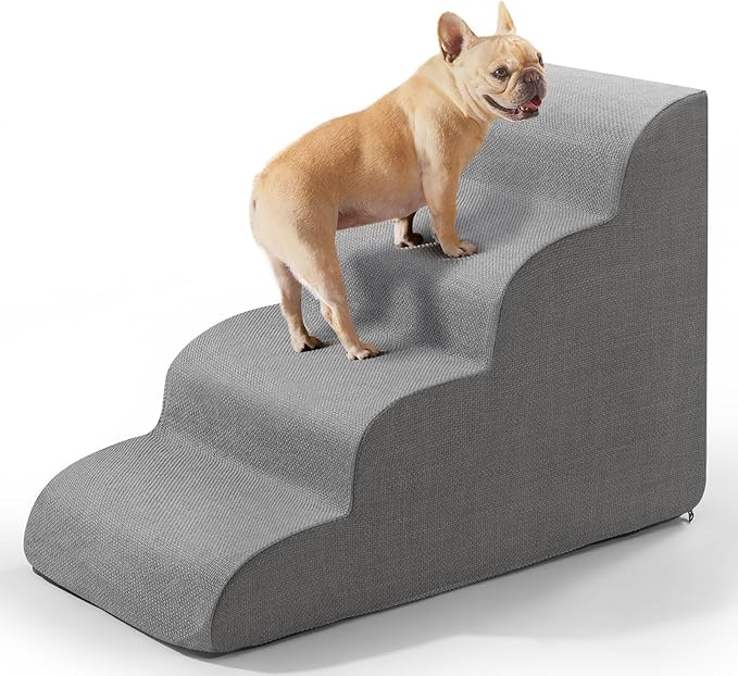 Gimars Extra Wide Sturdy 30D High Density Foam Dog Stairs for High Beds for Small Medium Large Dogs