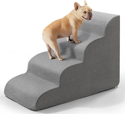 Gimars Extra Wide Sturdy 30D High Density Foam Dog Stairs for High Beds for Small Medium Large Dogs