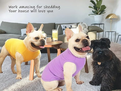 Dog Blank Cotton Shirts,Plain Dogs Large Clothes,Male Female Pet Costumes,Yellow & Purple XXL