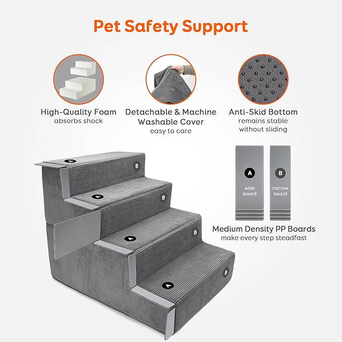 Dog Stairs & Steps for Small Dogs Cats 4-Step (18''