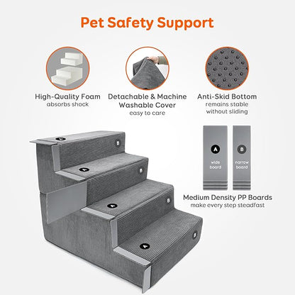 Dog Stairs & Steps for Small Dogs Cats 4-Step (18''