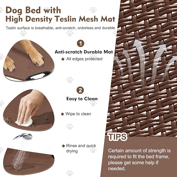 Upgraded Elevated Dog Bed with Canopy