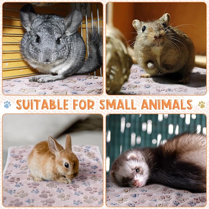 4 Pcs Pet Blanket Dog Puppy Blanket Paw Print Fleece Blanket for Small Medium Pet Dog Cat Warm Soft Sleep Mat Guinea Pig Cage Liners Blanket (Beige Medium(30 x 20.5 Inch))