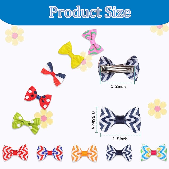 60Pcs Small Dogs Bows with Clips Girl Puppy