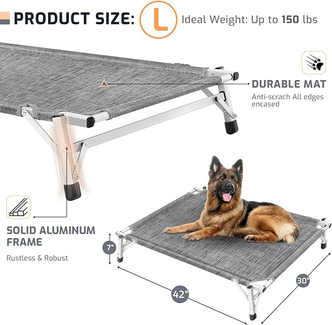 Elevated Cooling Cots Dog Bed: Raised Outdoor & Indoor Pet Cot