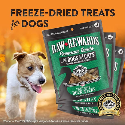 Northwest Naturals Raw Rewards Freeze-Dried Duck Neck Treats for Dogs and Cats - Bite-Sized Pieces - Healthy, 1 Ingredient, Human Grade Pet Food, All Natural - 5 Oz (Pack of 3) (Packaging May Vary)