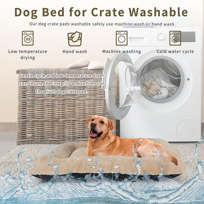 Plush Dog Beds for Large Dogs for 42 Inch Dog Crate Bed 42x28,Khaki Dog