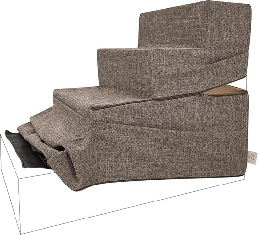 Best Pet Supplies Foldable Pet Stairs Cover for Foam Dog Ramps 4-Step