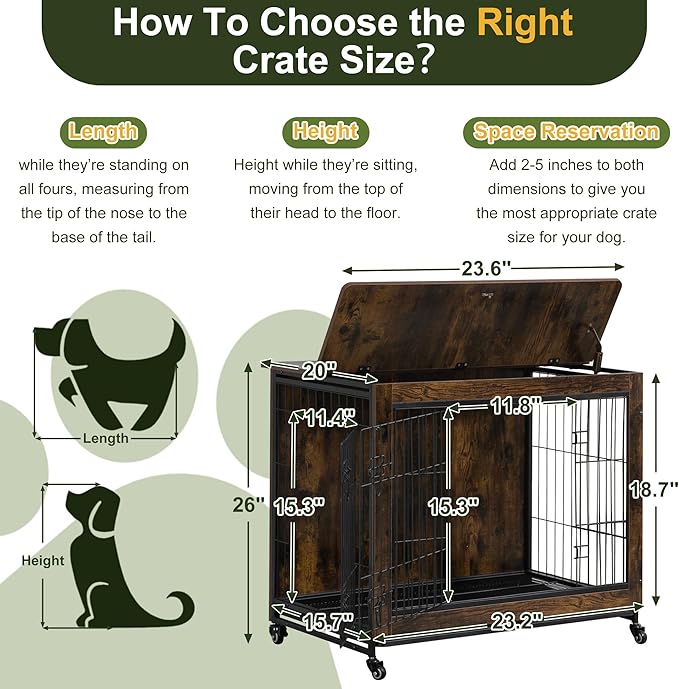 NicBex Dog Crate Furniture 23.6" L 25lb, Dog